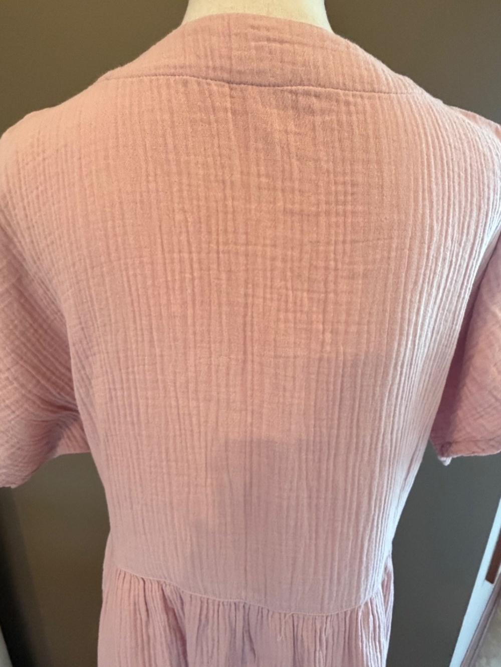 Madewell Pink Lightspun Button Front Minidress Gauzy Beachy, Size Medium - Picture 4 of 10